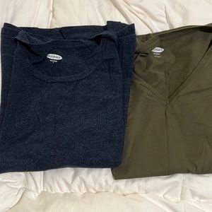Lot of 3 Old Navy t shirts- sz L- Heathered navy, solid navy, olive green